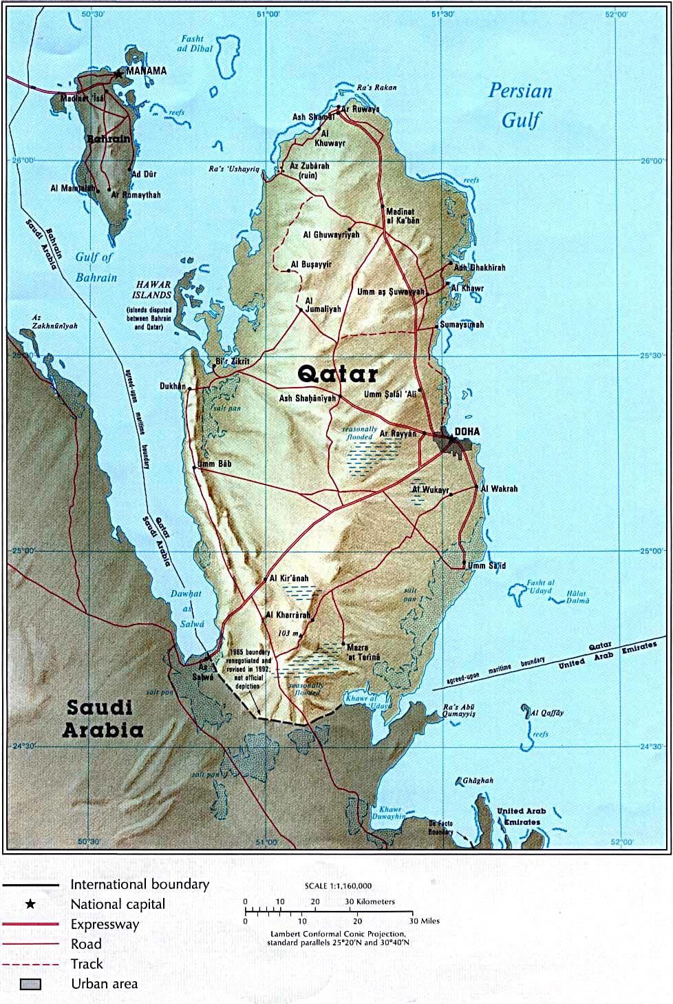 નકશો કતાર શારીરિક